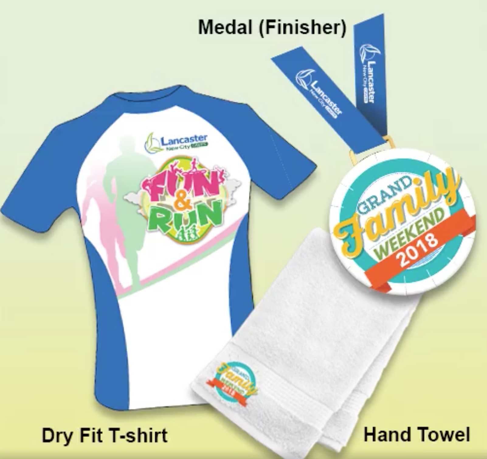 dri-fit race shirt, finisher medal and hand towel