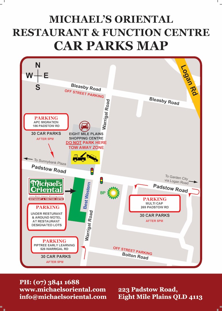 Parking Map for Michael's Restaurant and Function Centre