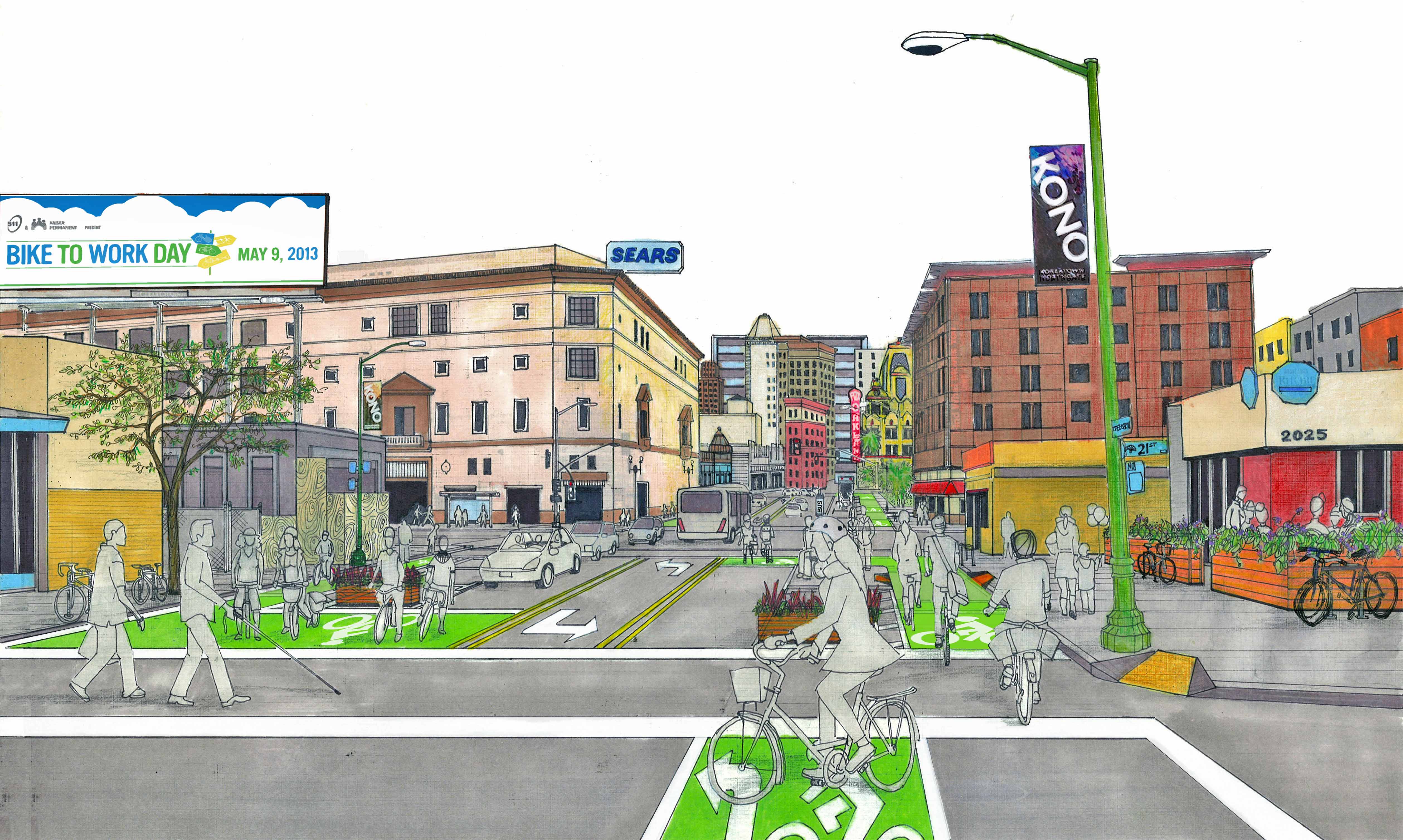 Telegraph Complete Streets, image from Bike East Bay