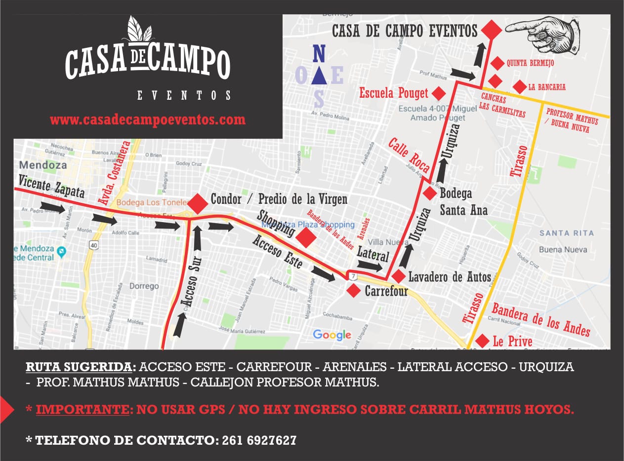 Mapa para llegar a Casa de Campo Eventos