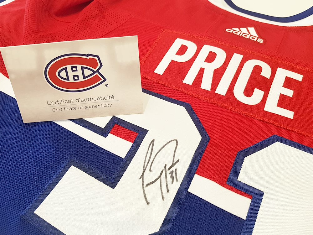 Chandail autographié par Carey Price (Canadiens de Montréal) - Hockey jersey signed by Carey Price (Montreal Canadiens).