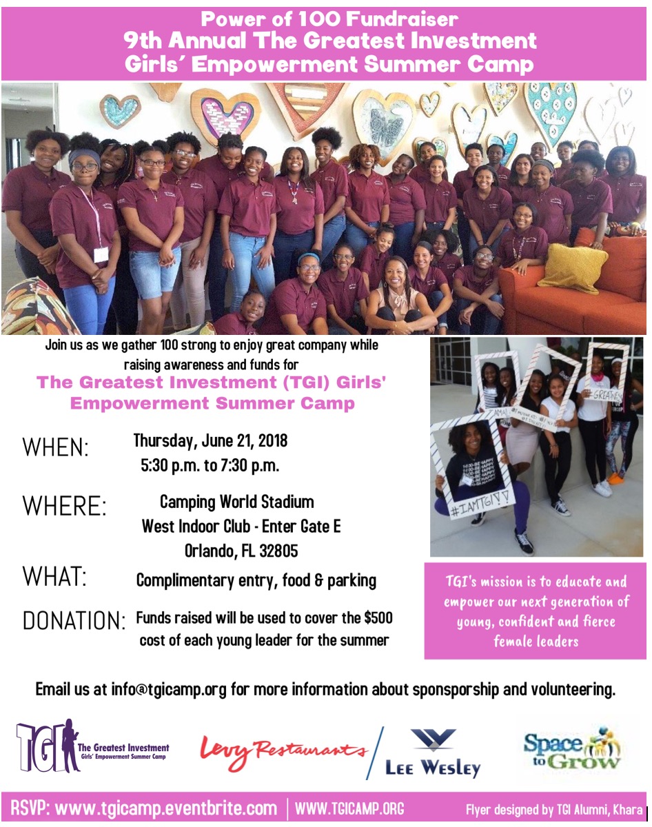 Power Of 100 Fundraiser For The Greatest Investment Girls Empowerment Camp 21 Jun 2018