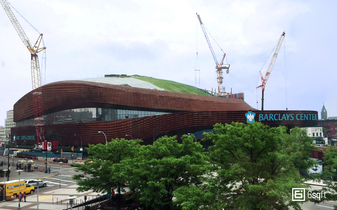 Barclays Center under construction with green roof