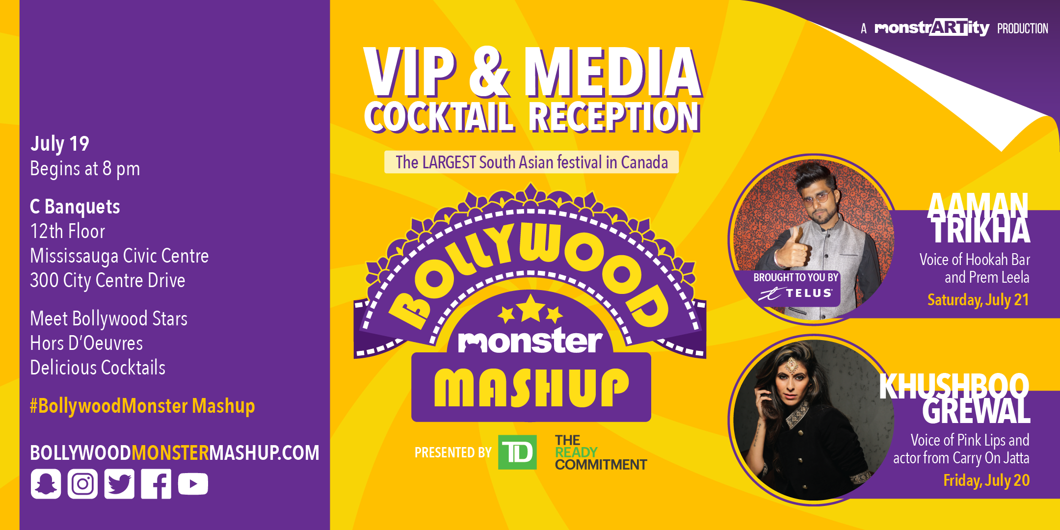 Bollywood Monster Mashup Promo Image Featuring Aaman Trikha brought to you by Telus and Khushboo Grewal