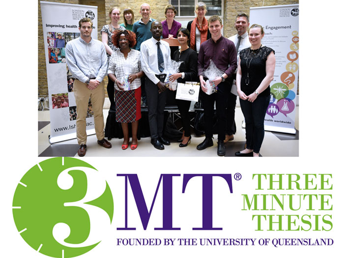 3MT Logo and Group image of 2017 Final