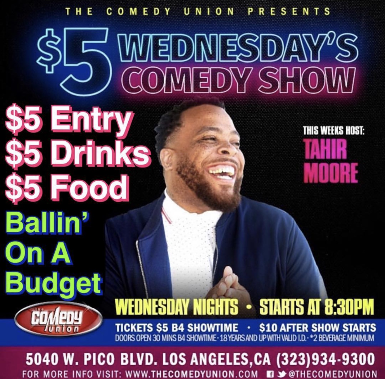 Flyer wit Host Tahir Moore