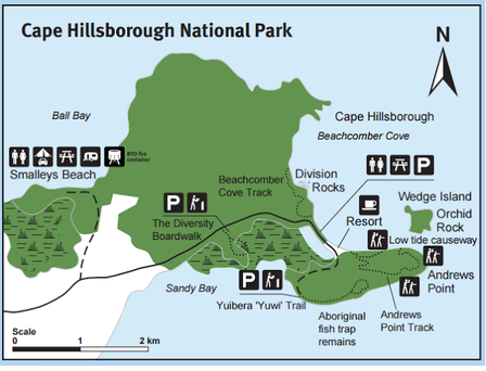 Map of Cape Hillsborough walking trails