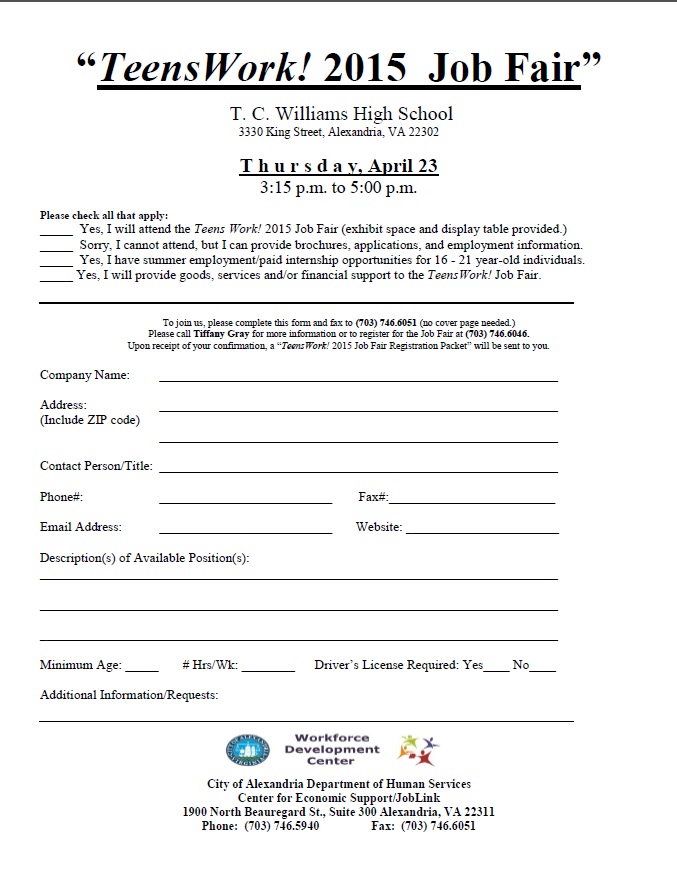 Teen Center Registration Form The 108