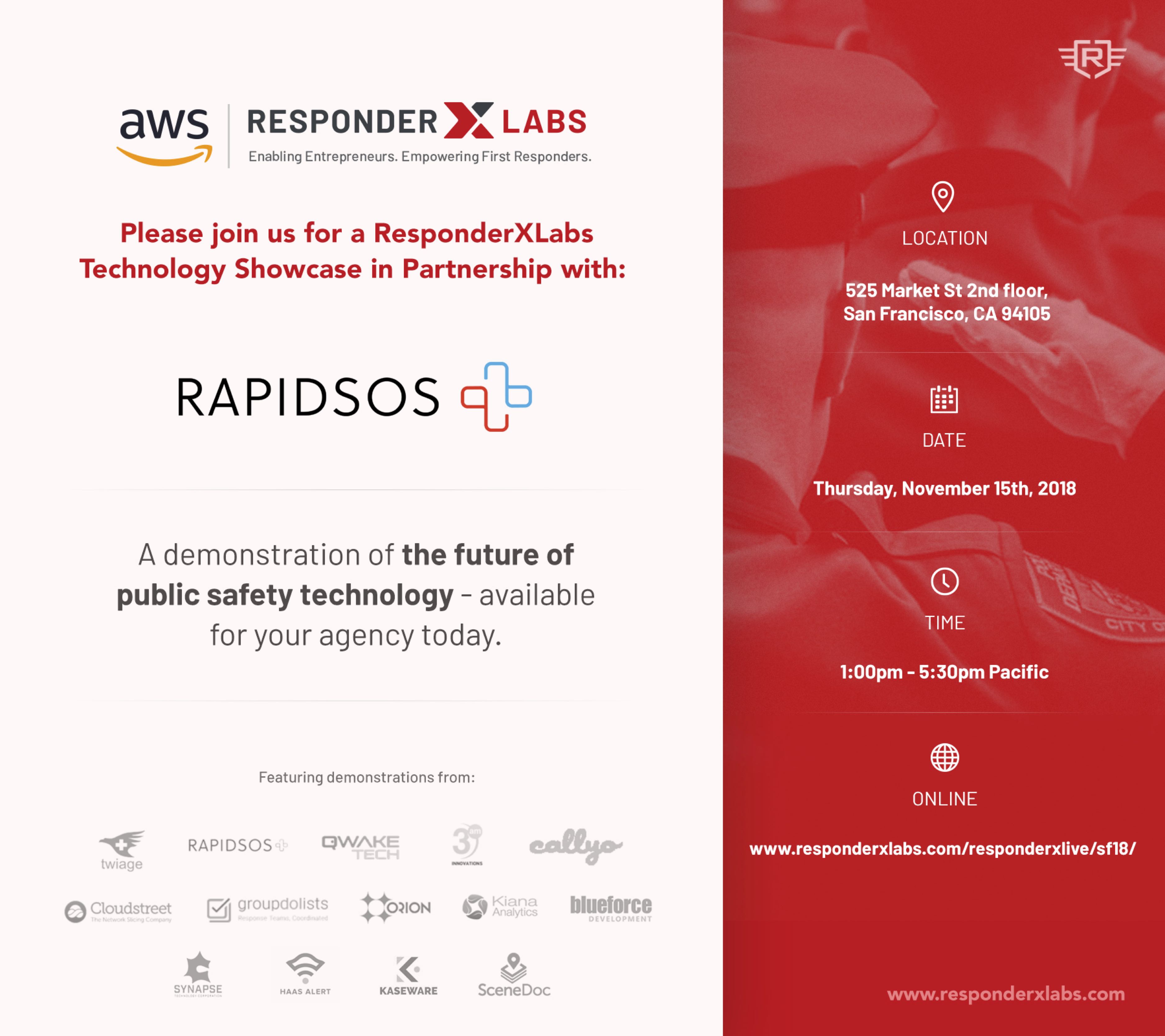 ResponderXLive ’18 Technology Showcase in San Francisco