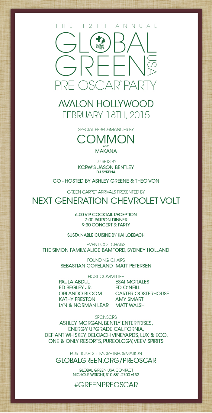 Global Green PreOscar Invitation