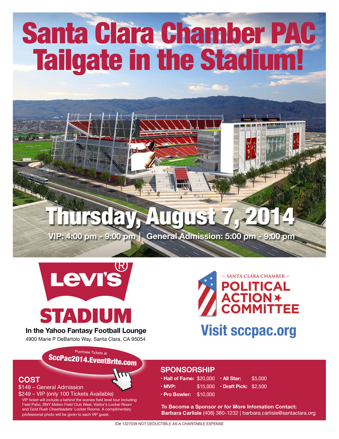 Santa Clara Chamber PAC Tailgate In Levi S Stadium Tickets Thu Aug 7 2014 At 4 00 PM