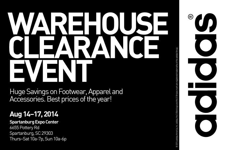 adidas Warehouse Clearance Event in Spartanburg, SC! Tickets