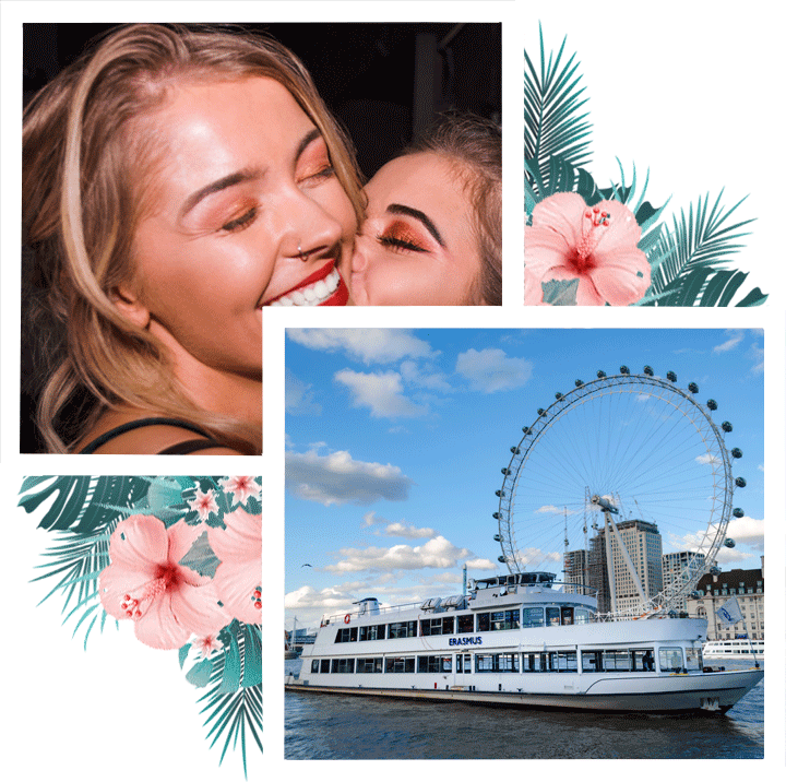 El Erasmus luxury party boat. all white bbq boat brunch party london river thames