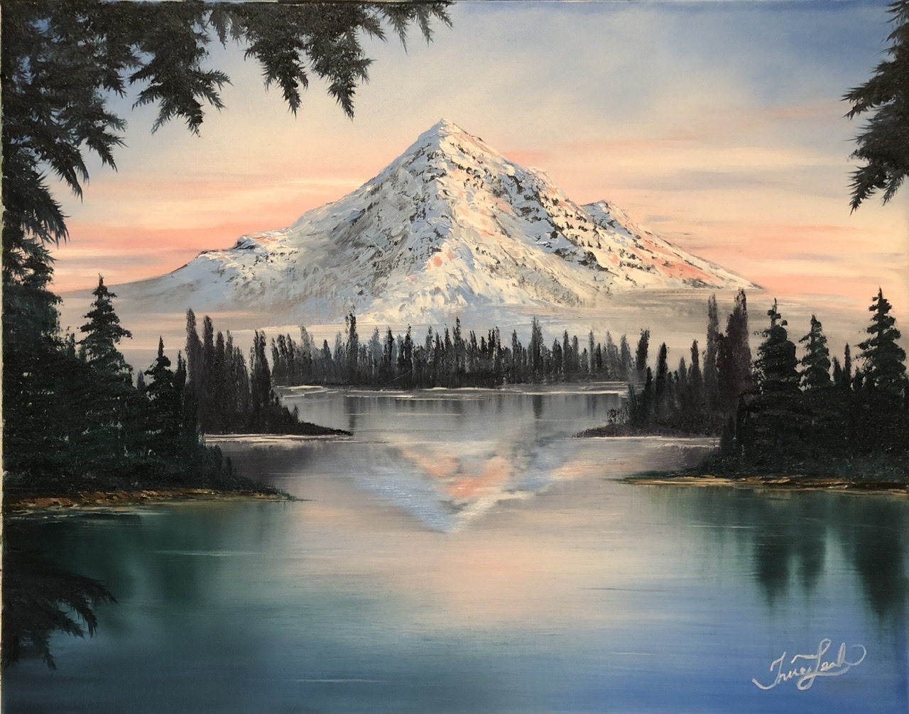 Bob Ross Wet on Wet style Mt Hood from Lost Lake