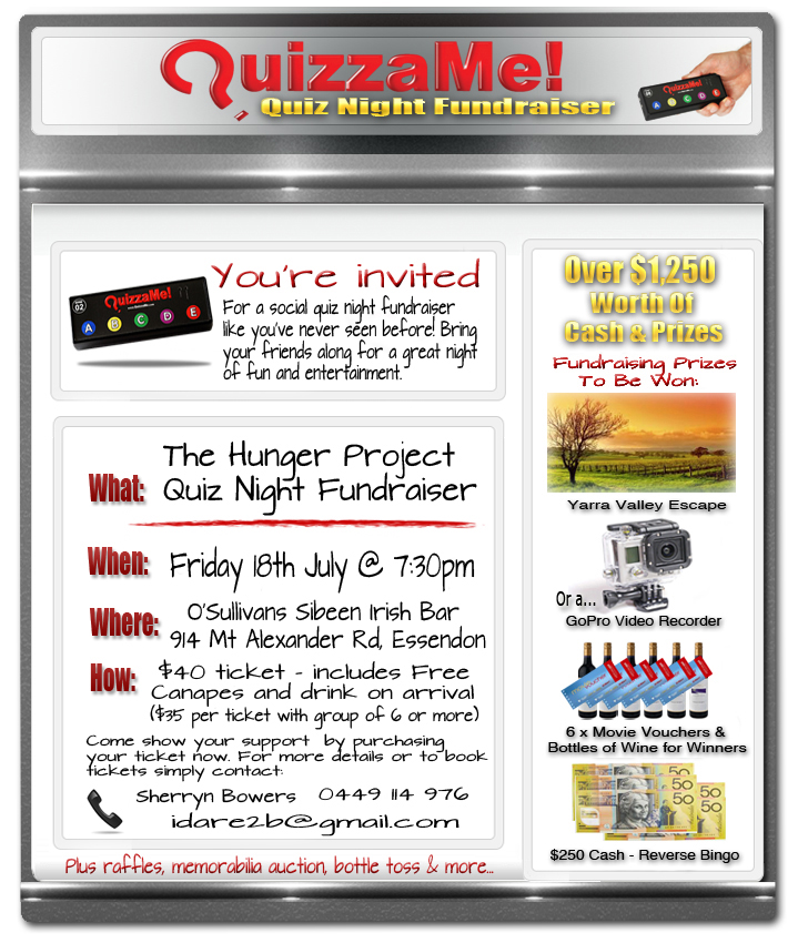 Fundraising Trivia Night For The Hunger Project