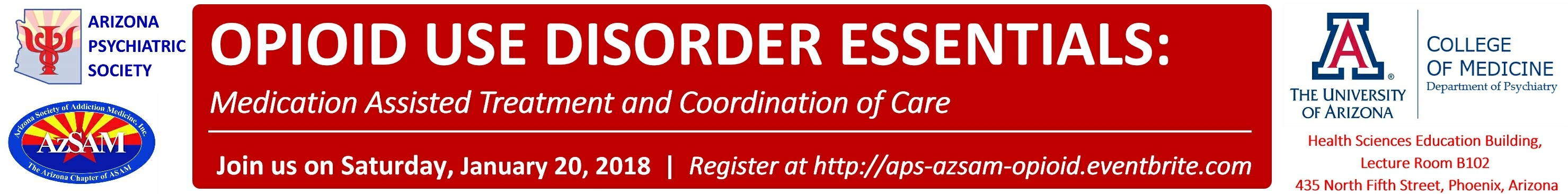 Opioid Use Disorder Essentials Information Banner with Logos