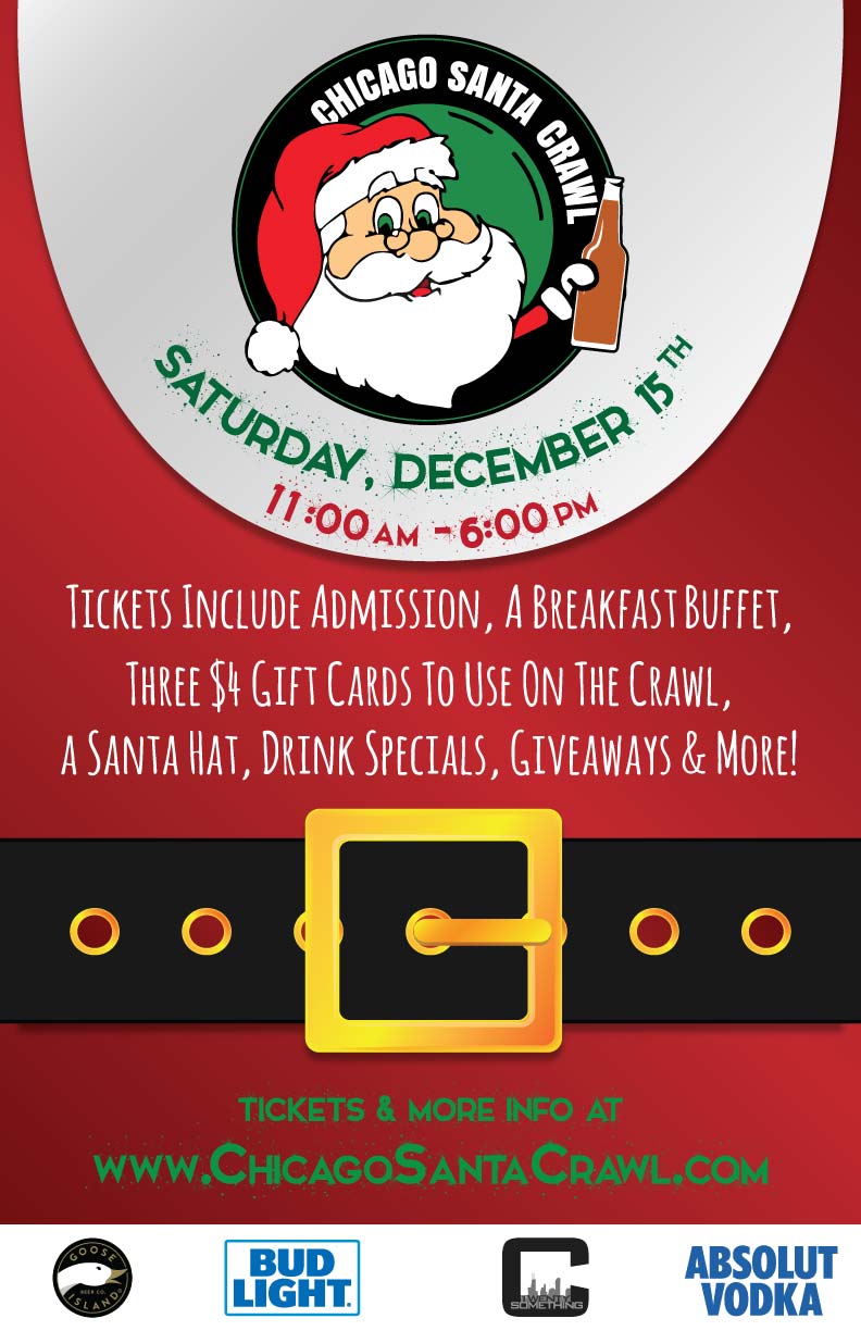 Chicago Santa Crawl in River North - Holiday Themed Bar Crawl - Tickets include a breakfast buffet, gift cards to use on the crawl, a Santa hat, drink specials, giveaways & MORE!