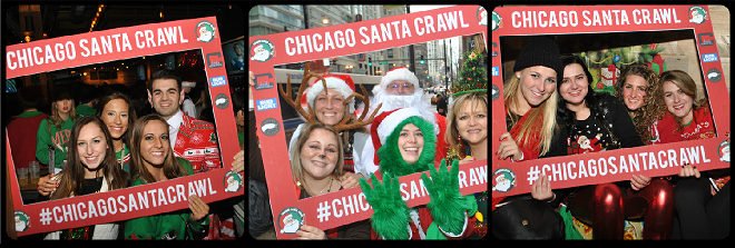 Chicago Santa Crawl Picture Collage