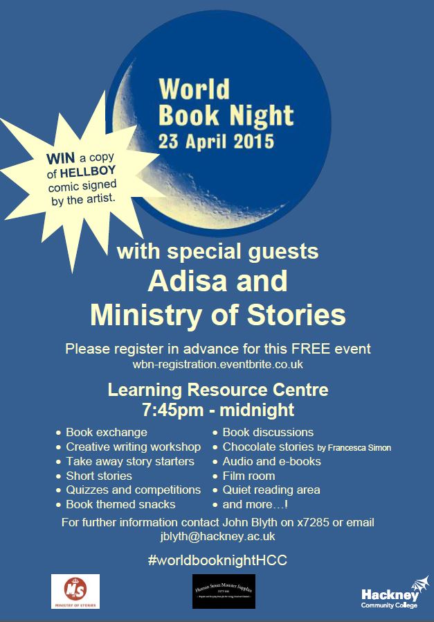 poster describing world book night events and activities