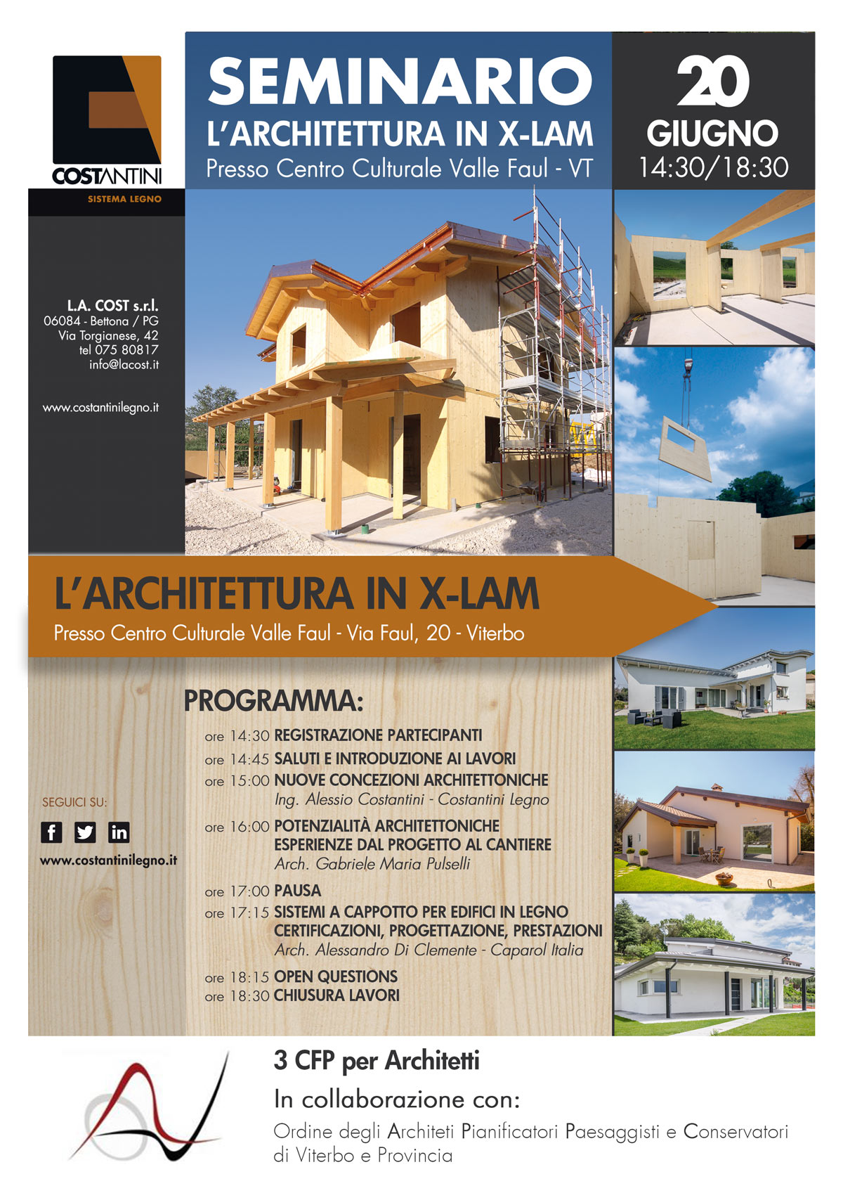 Locandina Seminario L'Architettura in X-LAM - Viterbo