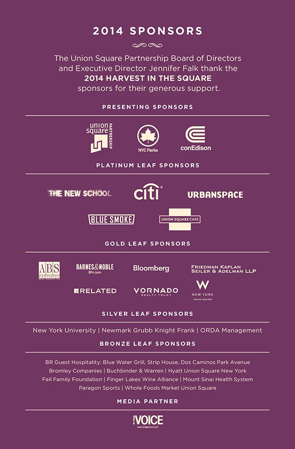 2014 Harvest in the Square Event Sponsors