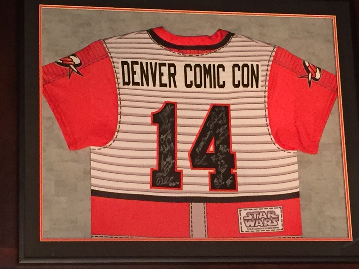 (1) framed Star Wars Colorado Mammoth jersey signed by the 2014 team (orange and white)