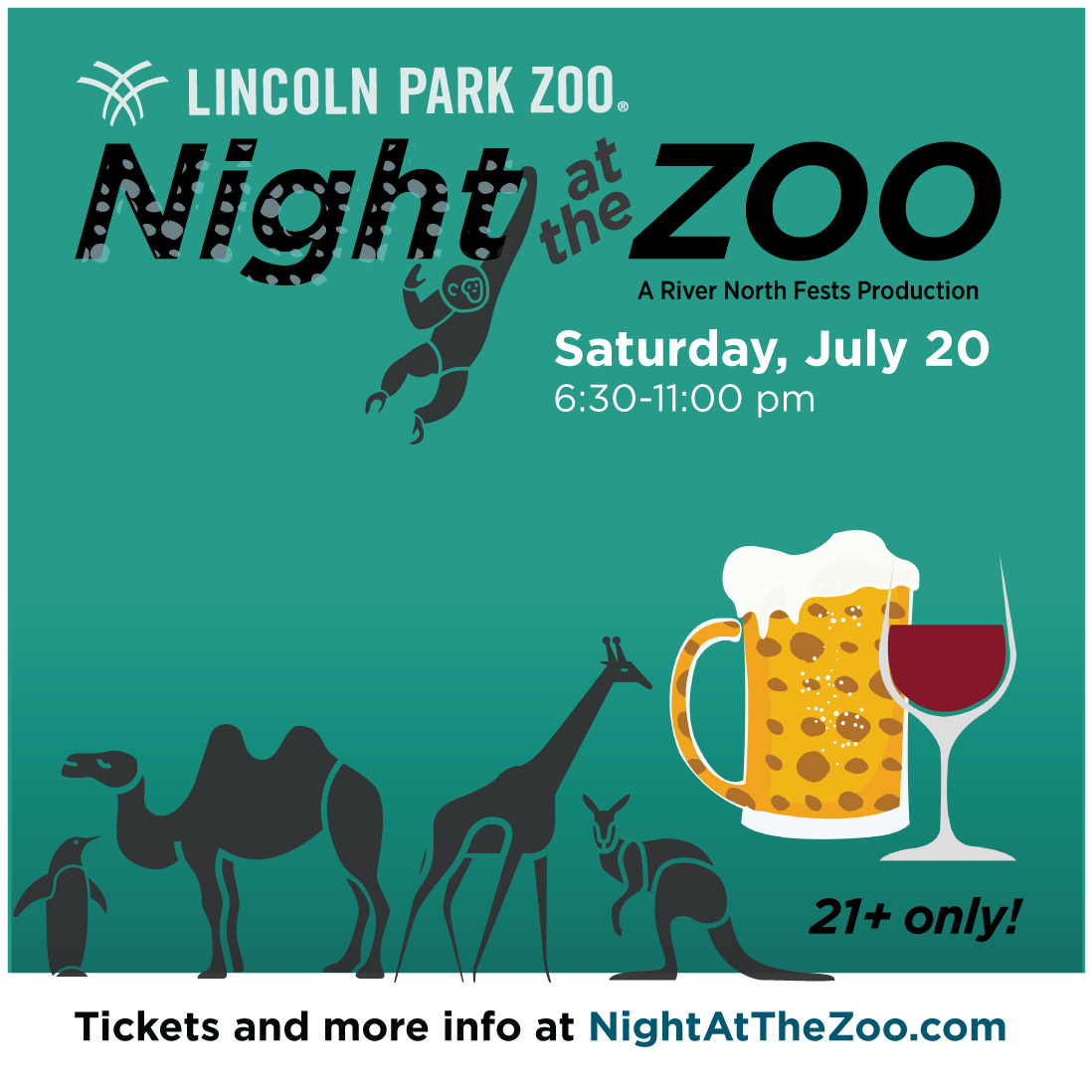 Night at the Zoo Party -  Tickets include Admission to Lincoln Park Zoo after-hours, live DJs, interactive games, giveaways & more! Plus, no kids!