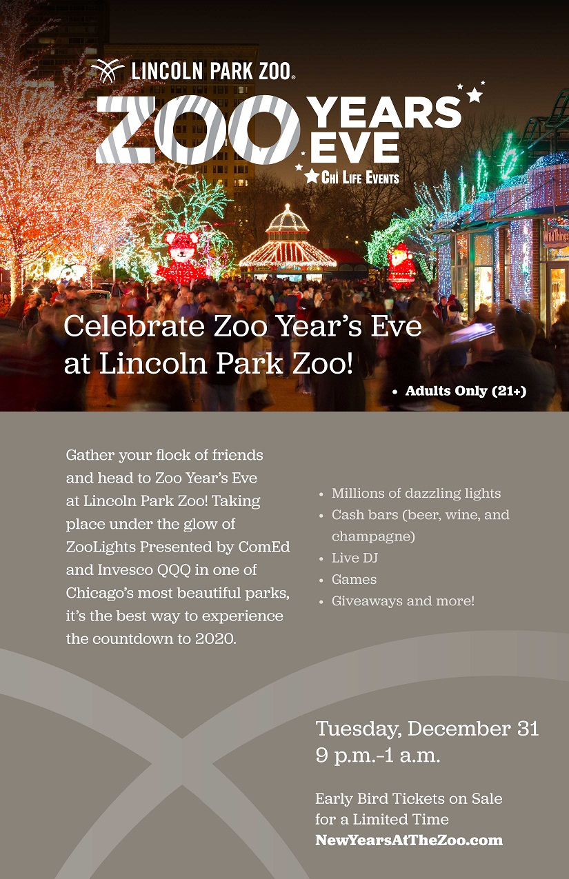 Zoo Year's Eve at Lincoln Park Zoo - Admission to Lincoln Park Zoo after-hours, a live DJ, interactive games, giveaways & more! Plus, no kids!