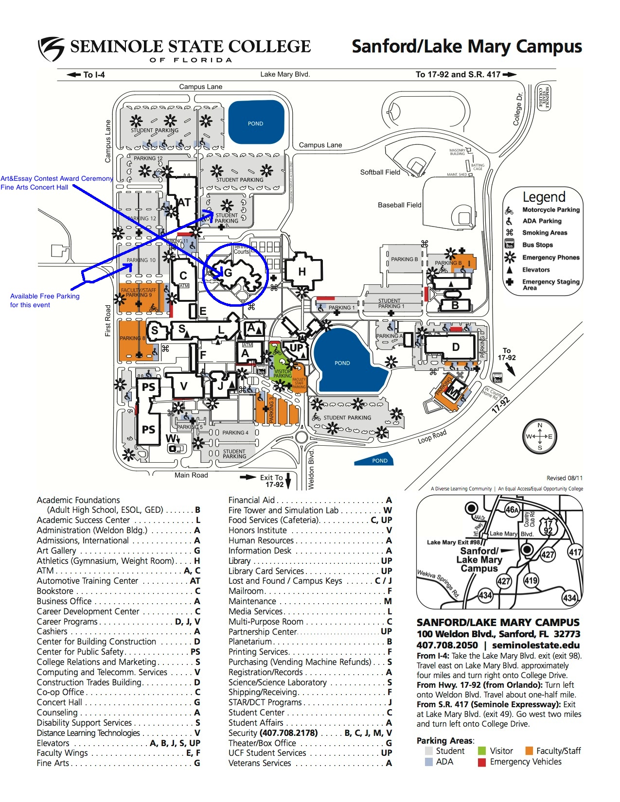 Seminole State Campus Map Time Zones Map: Seminole State Sanford Campus Map