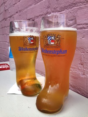 Beer in Boot Glasses
