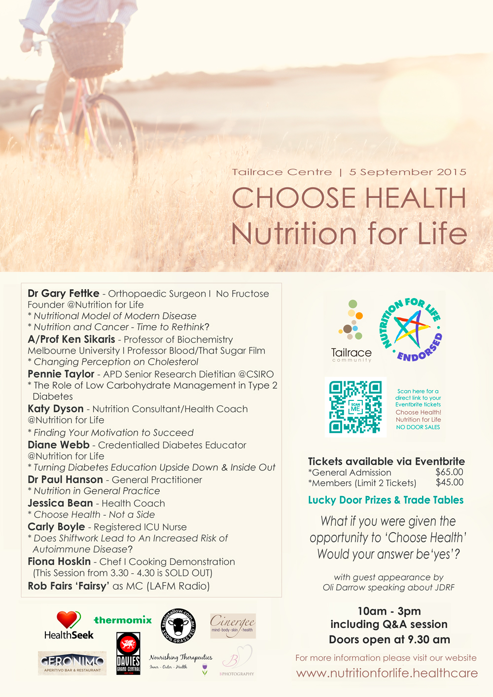 Choose Health Nutrition for Life 5th September Tailrace Centre