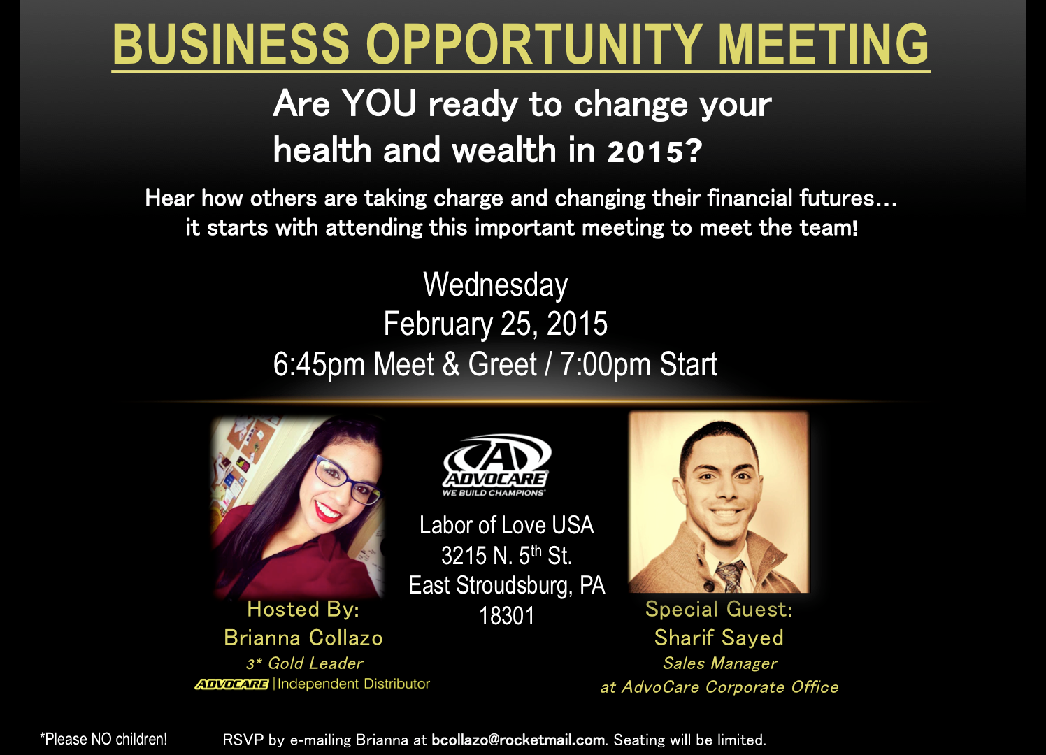 AdvoCare Business Opportunity Meeting Tickets, Wed, Feb 25, 2015 at 7: ...