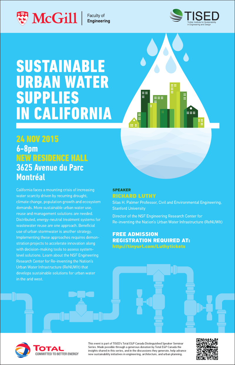 Sustainable Urban Water Supplies in California Tickets, Tue, 24 Nov 2015 at 600 PM Eventbrite