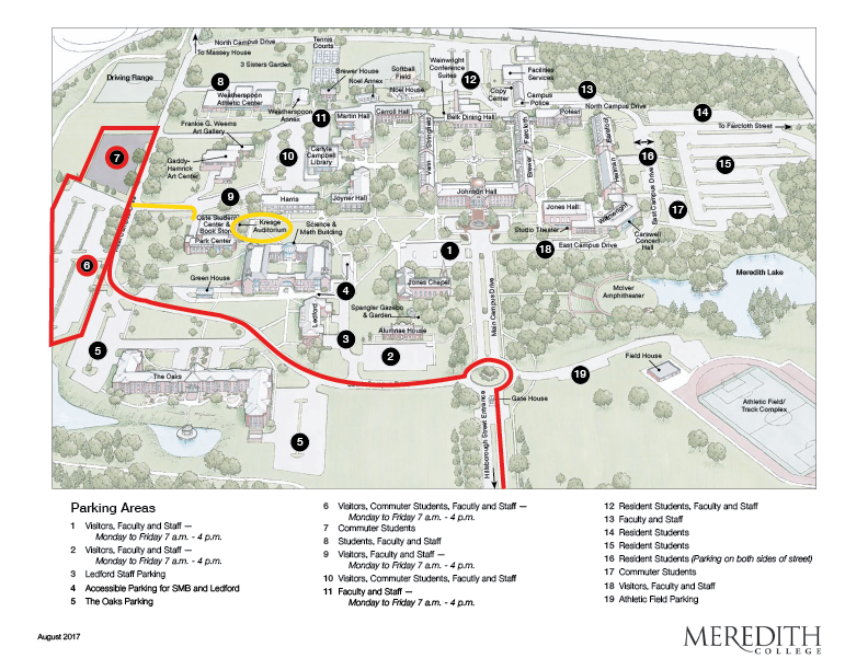 map of meredith college with directions to event