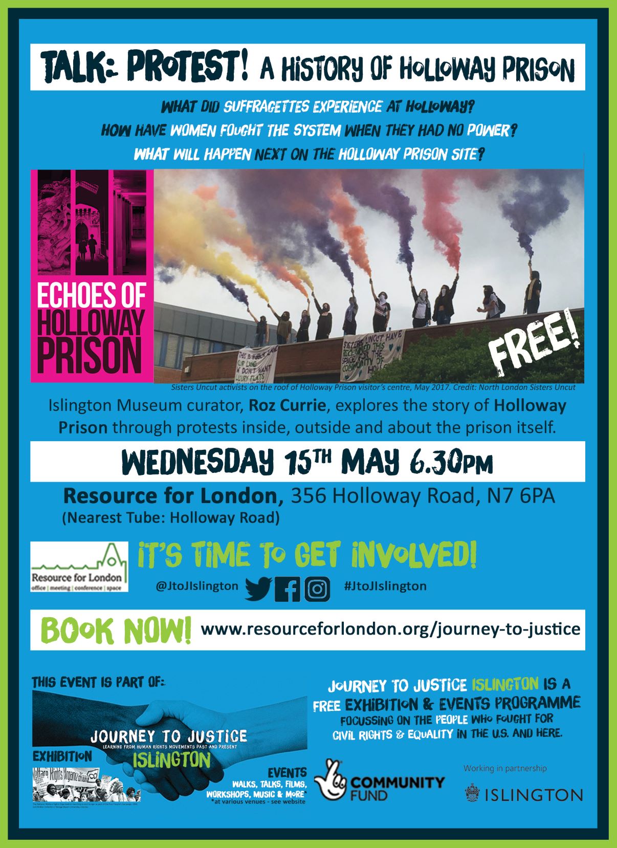 Talk Protest at Holloway Prison E-Flyer for Event on 15th May 2019