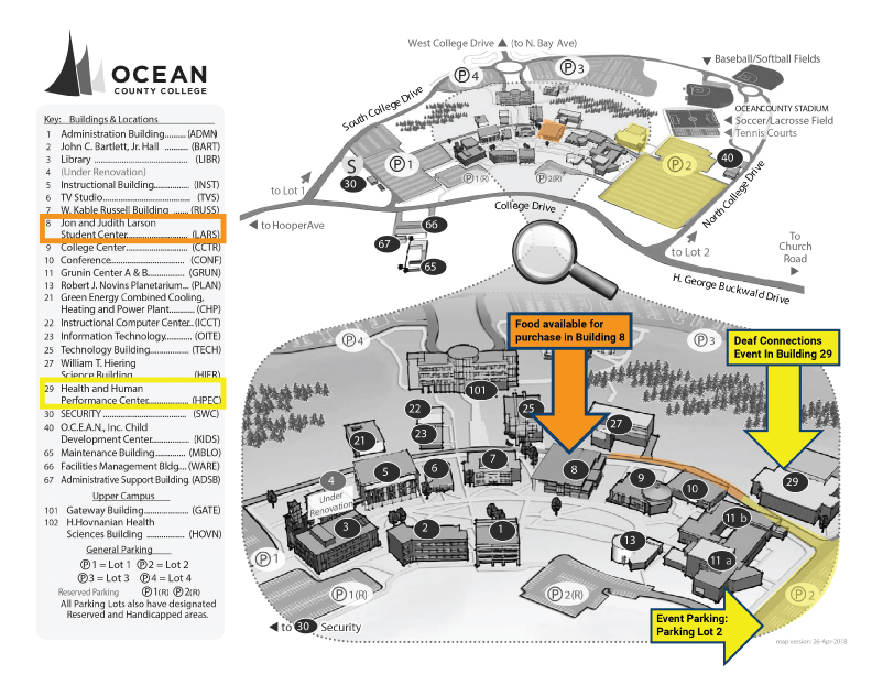 Ocean County College Campus Map   Occcampusmapdeafconnectionssmall2 