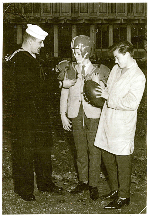 David Bowie and George Underwood outside The American Embassy