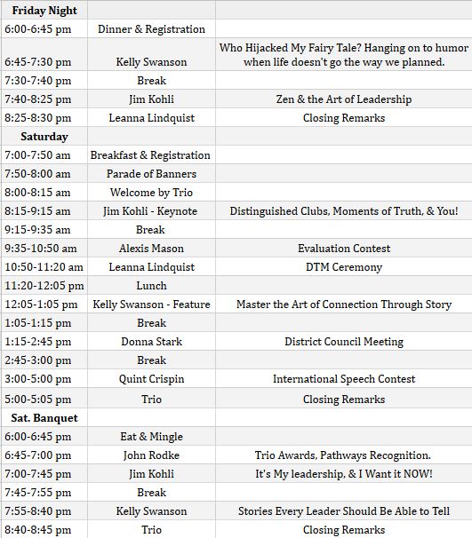 Spring Conference Schedule