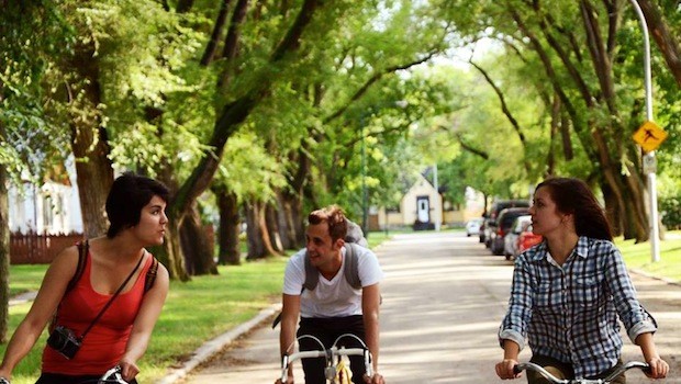 Natasha, Charlotte and Alexis riding in St. Boniface