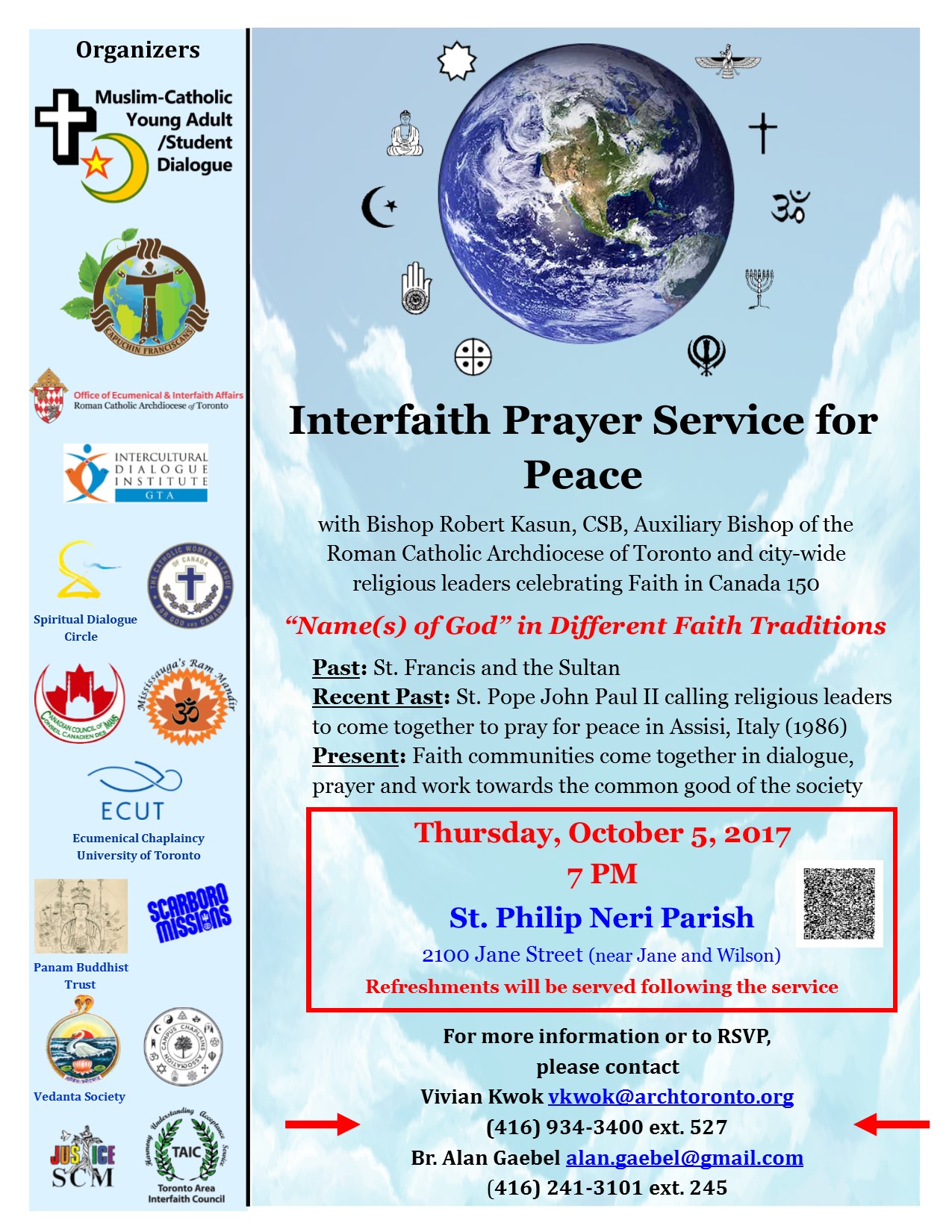 Interfaith Prayer Service For Peace – Oct 5, 2017 – IDI Toronto