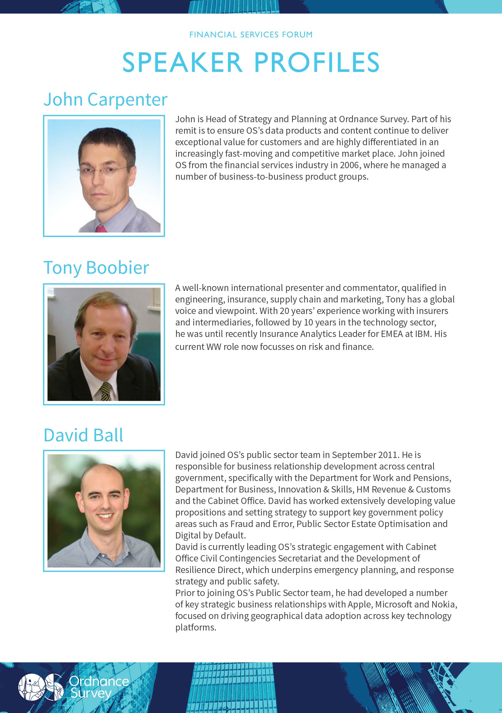 Financial Services Forum Speaker Profiles