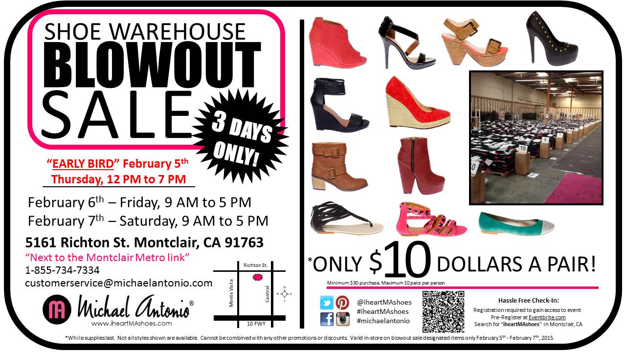 Michael Antonio #iheartMAshoes Warehouse Blowout Sale ...