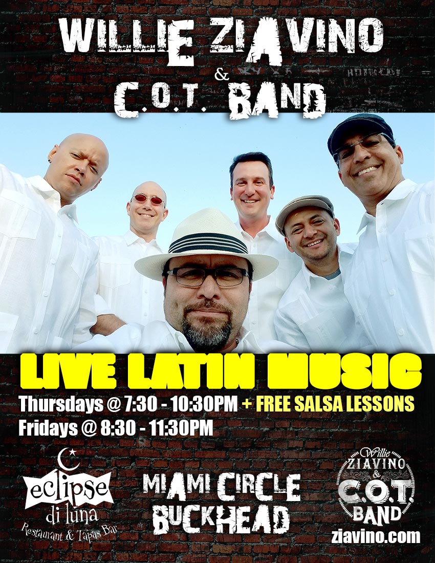 Live Latin Band & Free Salsa Lessons on Thursday Nights in Atlanta  at Eclipse Di Luna - Miami Circle