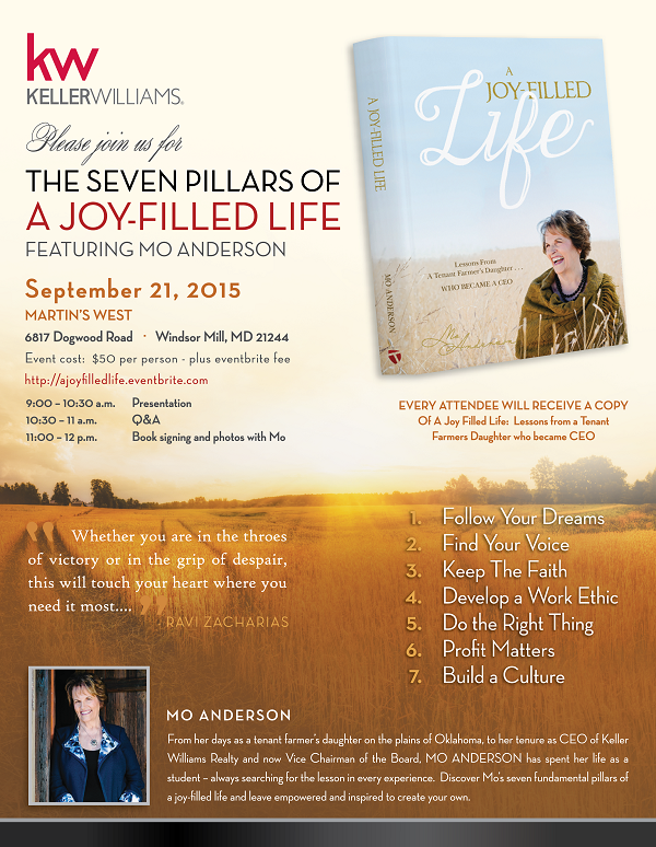 Mo Anderson S Quot A Joy Filled Life Quot Book Tour Tickets Mon