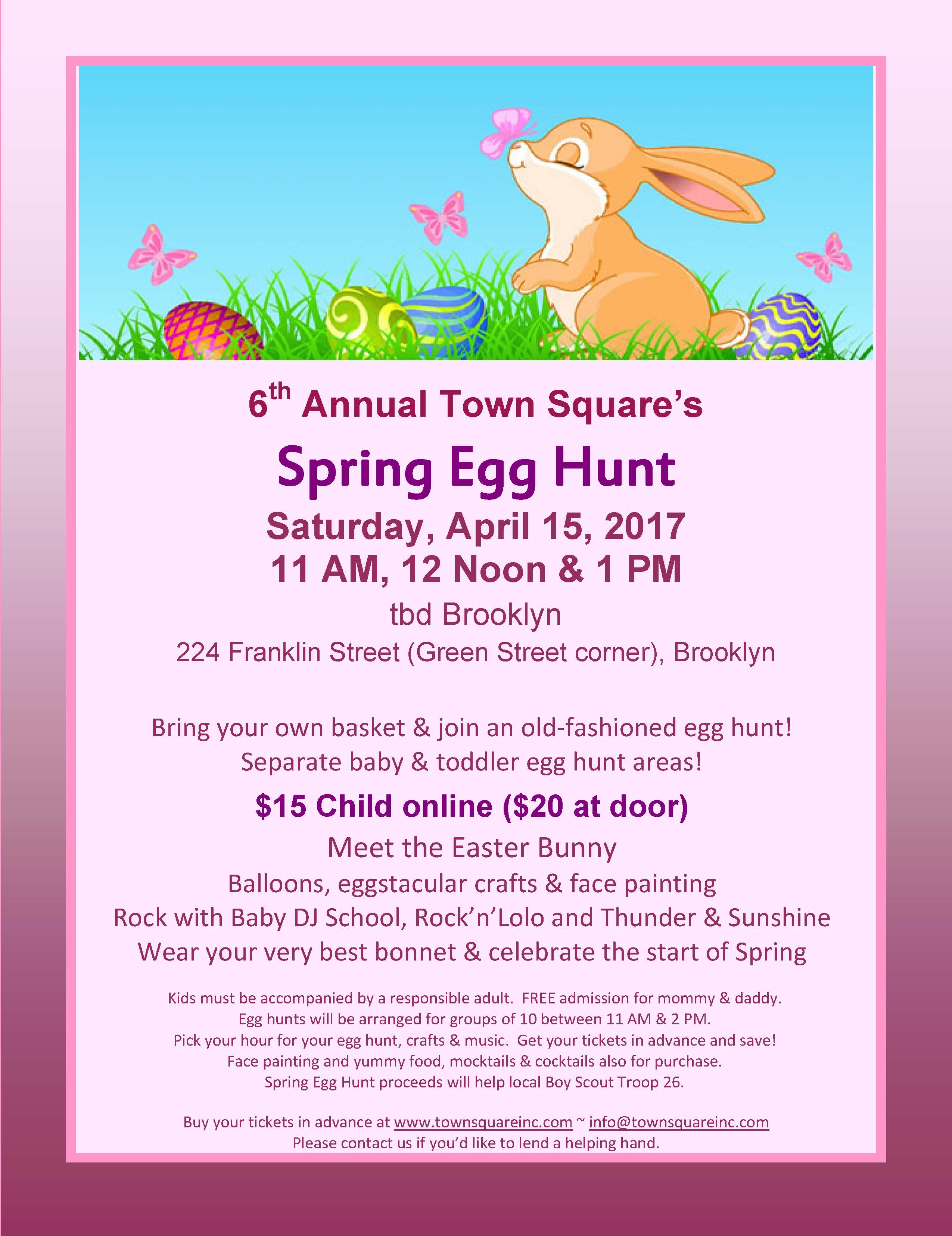 Town Square's 6th Annual Spring Egg Hunt 2017 SOLD OUT! Tickets