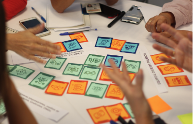 Group working with deck of cards in facilitation