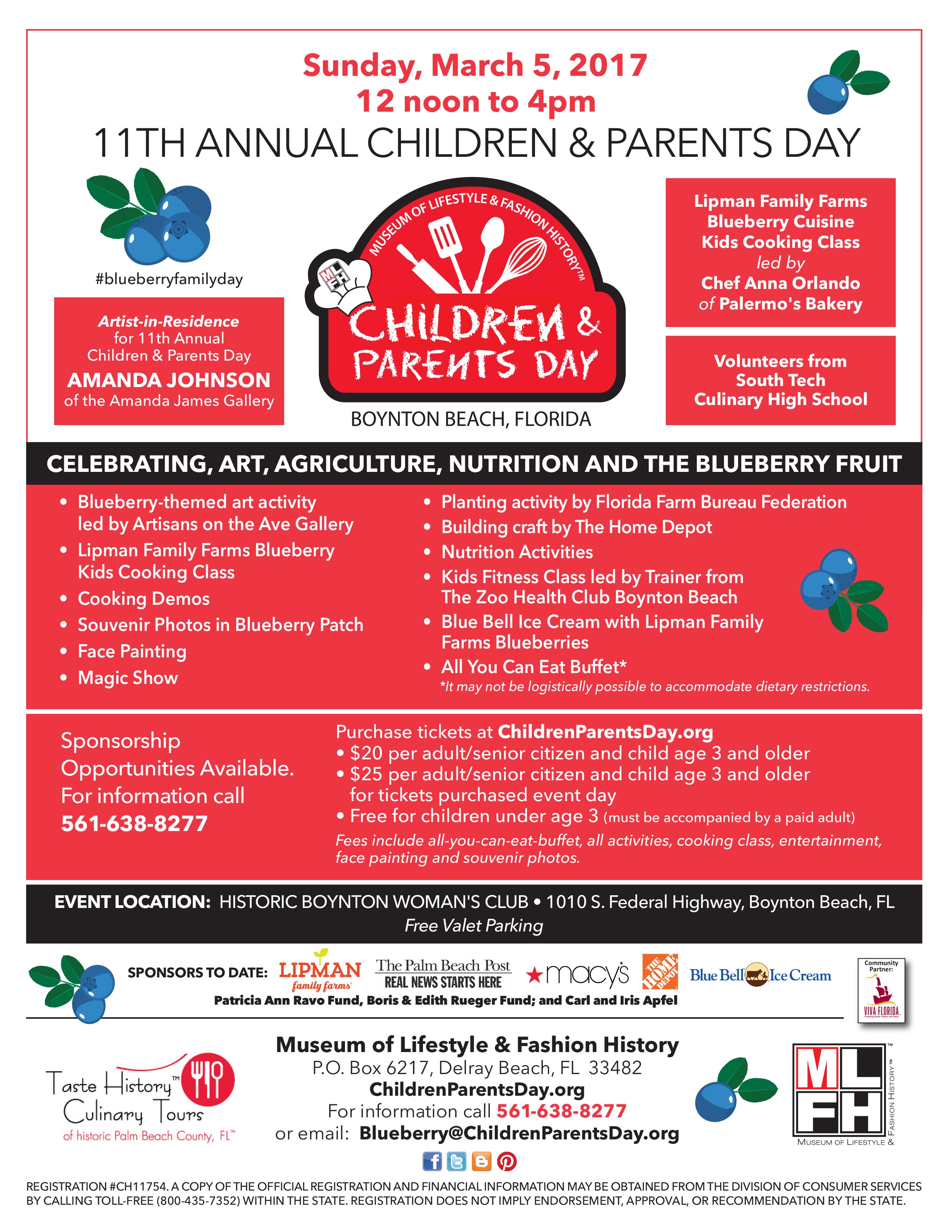 11th annual Children & Parents Day Celebrating the Blueberry Fruit on Sunday, March 5, 2017