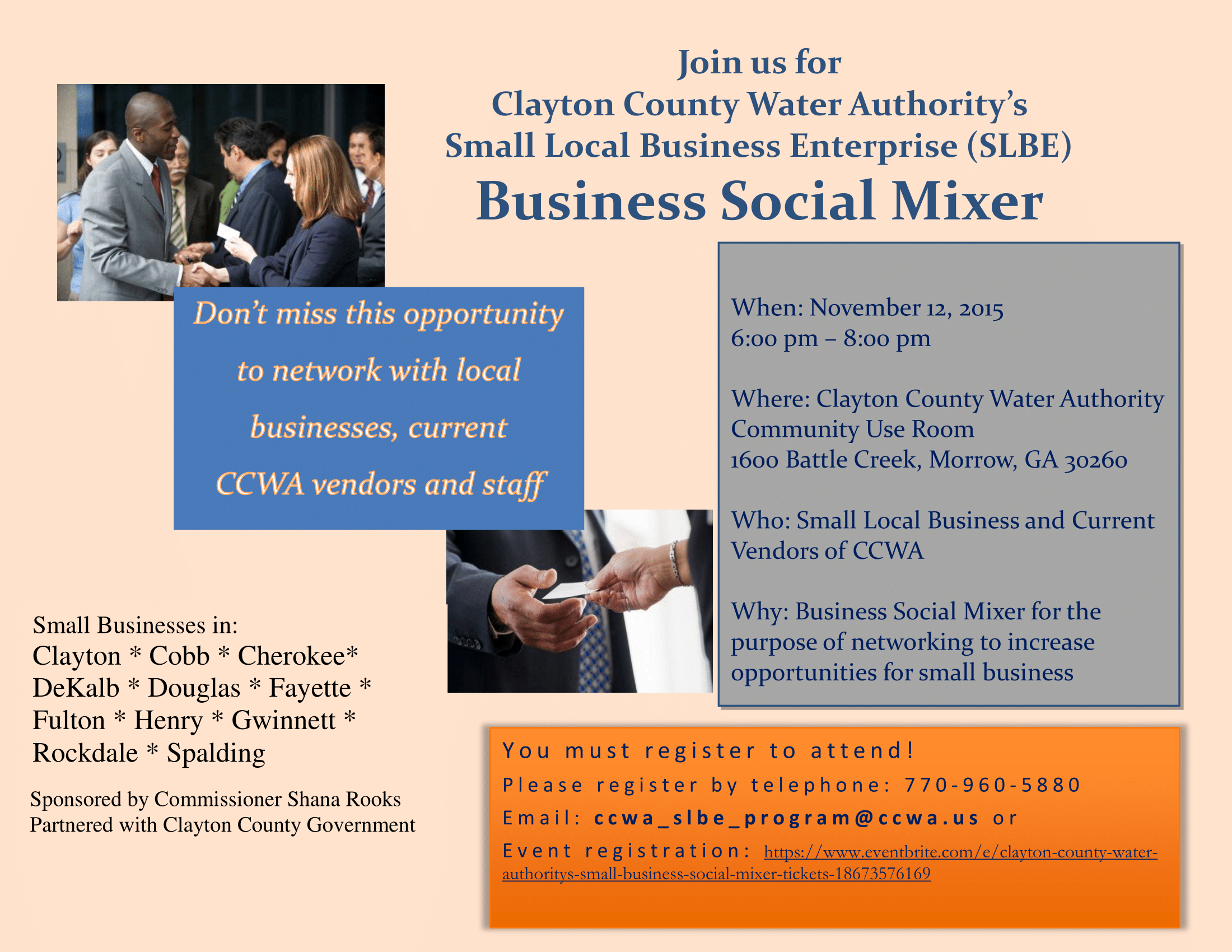 Clayton County Water Authority's Small Business Social Mixer Tickets