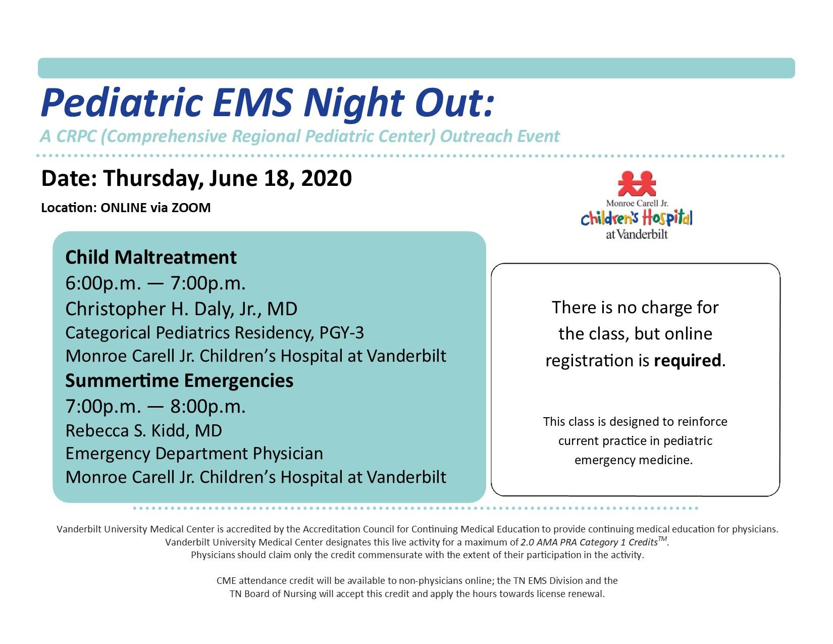 Pediatric EMS Night Out: A Class for Healthcare Professionals