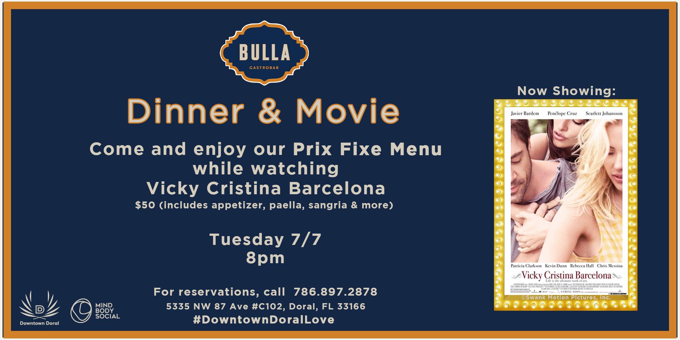 Dinner & Movie at Bulla Gastrobar Downtown Doral